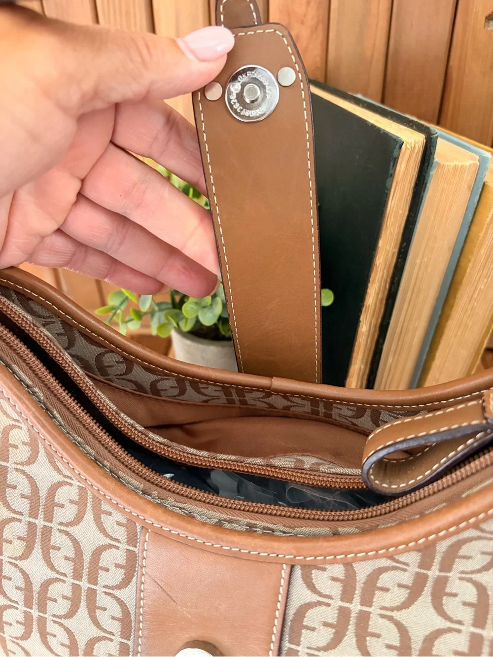 Fossil Monogram Jacquard Hobo Bag, Vintage Y2K